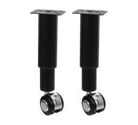Uonlytech 2 Piezas Patas Telescópicas Ajustables para Mueble con Rueda | Aleación de Aluminio y Acero Inoxidable, Acabado Metálico Negro, para Banco de Trabajo y Mesa de Centro