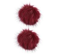 Uonlytech 2piezas Bola de Lana Artificial Simulada para Sombreros y Bolsos Decoración Agradable y Colorida Accesorios de Pompones para Ropa y Calzado Vino