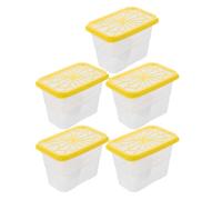 Uonlytech 5 Piezas Caja Antihumedad Reutilizable de Plástico Amarillo para | Diseño Plano y Compacto, Tapa Sellada Fiable, Uso bajo Estante, Recargable y Estable