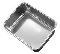 Uonlytech Acero Inoxidable 304 Plato Multiusos, Fondo Profundo, Rectangular | Acabado Plateado, Fácil de Limpiar y Resistente al Desgaste, para Postres y Servicio en Casa