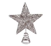 Uonlytech Adorno Navideño Figura Hueca para Árbol de Navidad Decoración Copa del Árbol de Navidad Tamaño Hierro Plata Ligero y Decoración Navideña