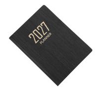Uonlytech Agenda Anual 2027 Negra de Bolsillo para Oficina y Escuela, Cuaderno Compacto Papel y Cubierta de Pu, Escritura Suave y Diseño Moderno