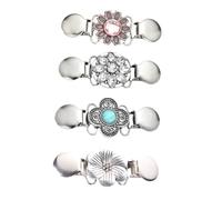 Uonlytech Broches Pinza para Suéter Vintage 4 Piezas Clips Decorativos de Metal Diseño Floral Retro Accesorios para Chal Cárdigan y Bufanda Uso en Fiestas y Eventos