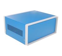 Uonlytech Caja de proyecto de cerramiento, Caja de conexiones electrónica de metal azul, 4 patas de caja, tornillos incluidos, para montaje eléctrico en aeropuertos y estaciones de metro