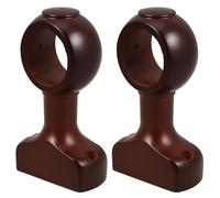 Uonlytech Soportes de Barra de Ducha de Madera 35 CM para Montaje en Pared y Techo 2 Piezas Accesorios para Cortinas de Baño y Habitación Color Café Oscuro