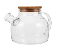 Uonlytech Tetera de Vidrio Resistente al Calor con Tapa de Bambú Capacidad Grande Pico Corto Antigoteo para Infusiones y Café Apta para Estufa y Lavavajillas para Uso Doméstico y Social