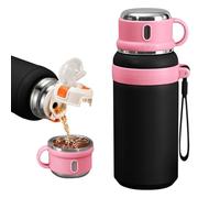 Upgrade Water Bottles 316 - Botella de agua aislada al vacío de acero inoxidable con taza de viaje, botella térmica de boca ancha, para bebidas calientes/bebidas frías, aislamiento de 24 horas (negro