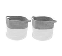 UPKOCH 2 piezas Cesta de Almacenamiento Tejida Pequeña para Juguetes y Ropa Organizador Multiusos con Doble Asa Cesta Decorativa para Escritorio y Habitación Infantil de Gris