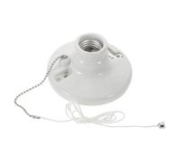 UPKOCH Portalámparas de Porcelana E27 con Cadena, Base Redonda y Enchufe | Cerámica de Color Claro, Diseño Medio Plano, Conexión Auxiliar, para Techo Decorativo, Sótanos y Comedores