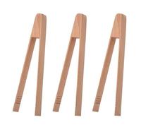 UPTALY Juego de 3 pinzas de madera de haya (20 cm), pequeñas pinzas para hielo, sin pintar, sin encerar, resistentes al calor, para azúcar, hojas de té, pan, pasteles, frutas, seguras para utensilios