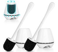 uptronic Escobilla de Inodoro y Soporte, 2 Unidades, Cepillo de Inodoro con Soporte ventilado, Cepillo de Inodoro con Mango Largo y Grande para baño, ergonómico, Elegante y Duradero
