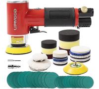 UPWOOD Mini Lijadora Neumática 2 Pulgadas 3 Pulgadas, Pulidora Neumática para Carrocería, Pulido de Faros, Limpieza de Pintura con 24 Papeles de Lijado, 16 Ruedas de Lijado
