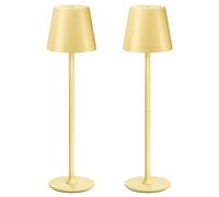 UPXNBOR 2 Unidades Lámparas de Mesa de Metal para Interior y Exterior | Lámparas de Mesita de Noche Táctiles, Inalámbricas, Recargables, Luz Cálida de 3 Niveles, Cuerpo de Metal, IP54, Amarillo