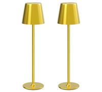 UPXNBOR 2 Unidades Lámparas de Mesa de Metal para Interior y Exterior | Lámparas de Mesita de Noche Táctiles, Inalámbricas, Recargables, Luz Cálida de 3 Niveles, Cuerpo de Metal, IP54, Dorado