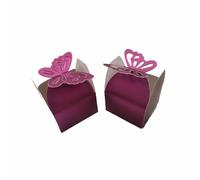 UQUABESO Cajas de regalo de mariposa morada, cajas de dulces de mariposa para baby shower, pequeñas cajas de regalo de chocolate para boda, cumpleaños, aniversario, fiesta (paquete de 50)