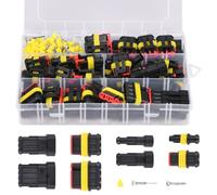 URAQT 300pcs Enchufe de Conector Eléctrico a Prueba de Agua, 1/2 3/4 Pin Impermeable Rápido Enchufe Terminal, con Conector Sellado y Aislado de Caucho de Silicona para Moto Coche Camión Marino
