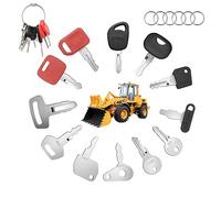 URAQT Juego de Llaves de Encendido, 20PCS Llaves de Contacto de Repuesto de Repuesto Universales con 6 Llaveros, para Caterpillar Hitachi Kobelco Komatsu Kubota para Excavadoras Dumper Tractor Dozer