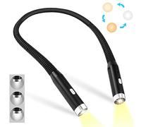URAQT Luz de Lectura Cuello, Lampara Libro de Lectura Recargable, 3 Colores y 3 Niveles de Brillo Ajustables, Lampara Lectura Flexible Diseño Ergonomico para Leer Nocturna, Tejer, Reparar, Acampar