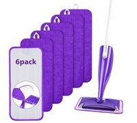 URAQT Microfibra Mopa Repuesto Mop,6 PCS Mopa de Microfibra Cabecera de Repuesto en seco y húmedo,reutilizable y lavable almohadilla para Tela Húmeda Reemplazo,lavable a máquina(Púrpura)