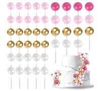 URAQT Topper Cake Bola, 45 Piezas Decoración Tarta de Bola, Mini Globo Palo Pastel, Bolas Palos Tarta para Cumpleaños Fiesta Boda, Palitos para Decoración de Tartas，A-1