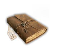 URBAN LEATHER A5 Vintage Leather Journal Notebook with Rustic Key Diary for Women Men Grimoire, Book of Shadows, Old Lined Pages Deckle Edge