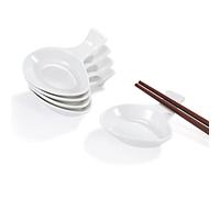 Urban Lifestyle cuencos para salsa set de 6 de porcelana con soporte para palillos, cuencos salsa de soja 9 x 7,5 cm para sushi, tapas, aperitivos y condimentos