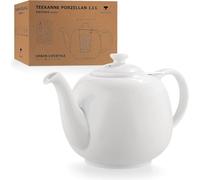 URBAN LIFESTYLE Tetera de porcelana con infusor de acero inoxidable, 1,1 L (5 tazas), tetera sin goteo para té a granel y bolsitas, modelo Swansea verde mar (Blanco)