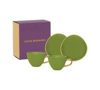 URBAN NATURE CULTURE Set de regalo Good Morning taza de Cappuccino y plato. 2-pack Evergreen sprig