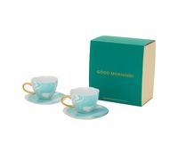 URBAN NATURE CULTURE Set de regalo Good Morning taza de Cappuccino y plato. 2-pack Valuri emerald green