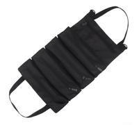 UrbanHui Bolsa de herramientas de lona estilo enrollable con cinco compartimentos con cremallera para almacenamiento práctico de herramientas y accesibilidad sobre la marcha (negro)