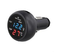 UrbanHui Voltímetro y termómetro digital LCD multifuncional para vehículos de 12 V/24 V en tiempo real y monitor de temperatura del coche