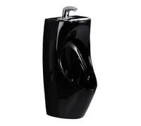 Urinario de cerámica de pared, canaleta de alta eficiencia con lavabo y grifo con sensor, urinarios for hombres a prueba de derrames.(Noir,Wall Drainage)