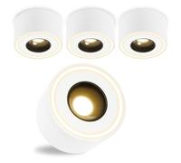 URing 4 Pcs Focos LED Interior Techo Superficie Blanco - Ø97x55mm - Aplique Techo Foco interior 8W 1680lm - 3000K Blanco Cálido - Plafones Focos redondo 230V, Focos Superficie de Aluminio