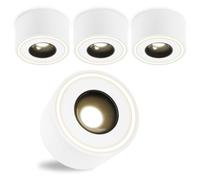 URing 4 Pcs Focos LED Interior Techo Superficie Blanco - Ø97x55mm - Aplique Techo Foco interior 8W 1680lm - 4000K Blanco Neutro - Plafones Focos redondo 230V, Focos Superficie de Aluminio