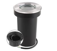 URing Foco led orientable para empotrar en el suelo para GU10, IP67 Foco empotrable para suelo redondo, 230V foco exterior transitable para césped, plataforma, balcones, 30cm cable preinstalado