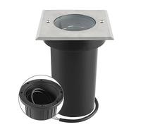 URing Foco para empotrar en el suelo orientable para GU10, IP67 Foco empotrable para suelo, 230V foco exterior transitable para césped, plataforma, balcones, 30cm cable preinstalado, Cuadrado