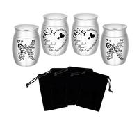 Urnas pequeñas para Cenizas - Juego de 4 Mini urnas de Aluminio de 4 cm de Alto, para Cenizas de Humanos y Mascotas, para Guardar Cenizas