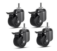 URNSXVFI de Alta Resistencia 2.5" 3" Ruedas industriales con Freno M12*30mm Giratorio Vástago Sin Ruido Muebles Ruedas Capacidad de Carga 330lbs Juego de 4 (65mm Freno)