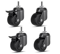 URNSXVFI de Alta Resistencia 2.5" 3" Ruedas industriales M12*30mm Giratorio Vástago Ruedas con Freno Sin Ruido Muebles Ruedas 330lbs Capacidad de Carga Juego de 4 (2 Giratorio + 2 Freno 65mm)