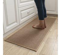 Urukundo Alfombra de Cocina Frente al Fregadero - Alfombra de Lino Lavable y Antideslizante de Goma, Yute para Cocina - Marrón - 44 x 120cm