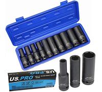 US PRO 10 piezas de impacto profundo de pared Set métrico 1/2" Drive 3725