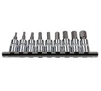 US PRO 3385 9 piezas de 3/8 pulgadas Dr SAE/Imperial Hex, riel de enchufe Allen, plata