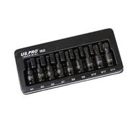 US PRO Industrial Juego de 9 llaves de vaso de impacto DR de 3/8 pulgadas de 4-14 mm 3932