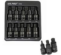 US Pro - Juego de 10 brocas Torx de impacto de 1/2 pulgada T20 a T70 Star TRX