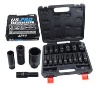 US PRO Juego de 16 llaves de vaso de impacto profundo de 6 puntos, estilo europeo, 10-32 mm