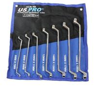 US PRO Tools 3528 - Juego de llaves de anillo de doble desplazamiento de 7 piezas, 6-19 mm, 75 grados