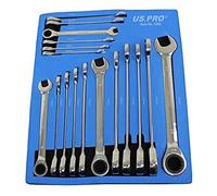 US PRO Tools 3566 - Juego de 17 llaves de trinquete métricas de 8 mm a 24 mm, bandeja de espuma EVA