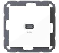USB-C 65 Watt Charger/Charger 6560 x 0000 for Home Installation, for Standard Switch Programmes (55 x 55 mm), Power Delivery, T65.00 Professional