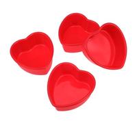 USHOBE 4 Piezas Molde de Silicona para Pastel en Forma de Corazón Rojo | Apto para Lavavajillas y Freidora de Aire, Resistente al Calor, Antiadherente, para Estudio y Hogar