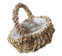 USHOBE Cesta de Almacenamiento de Flores Tejida a Mano en Paja Marrón Asa, Diseño Fácil de Llevar para Decoración de Boda y Uso Hogar